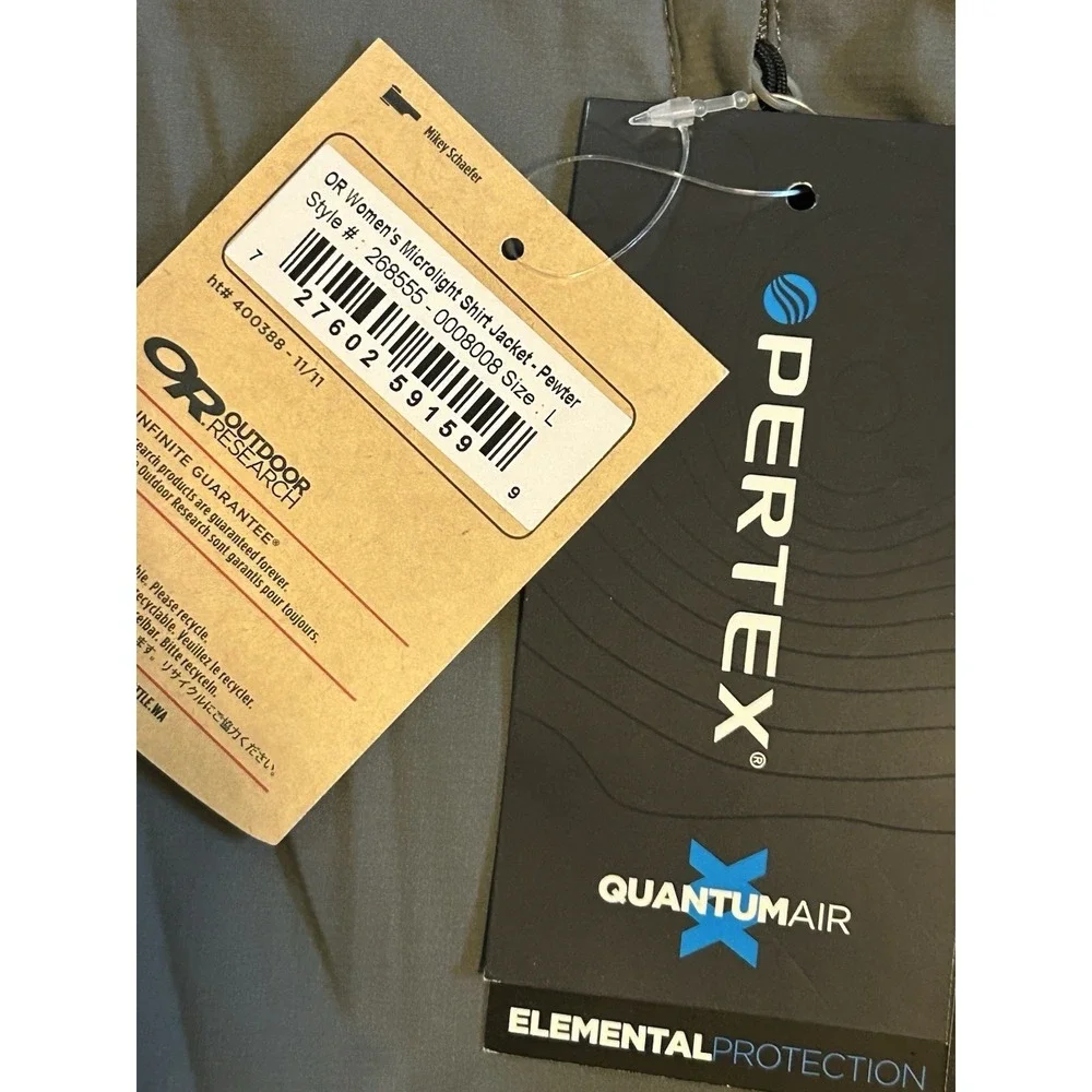 Outdoor Research Pertex Microlight Shirt Jacket‎ NEW Women's Large Pewter NWT